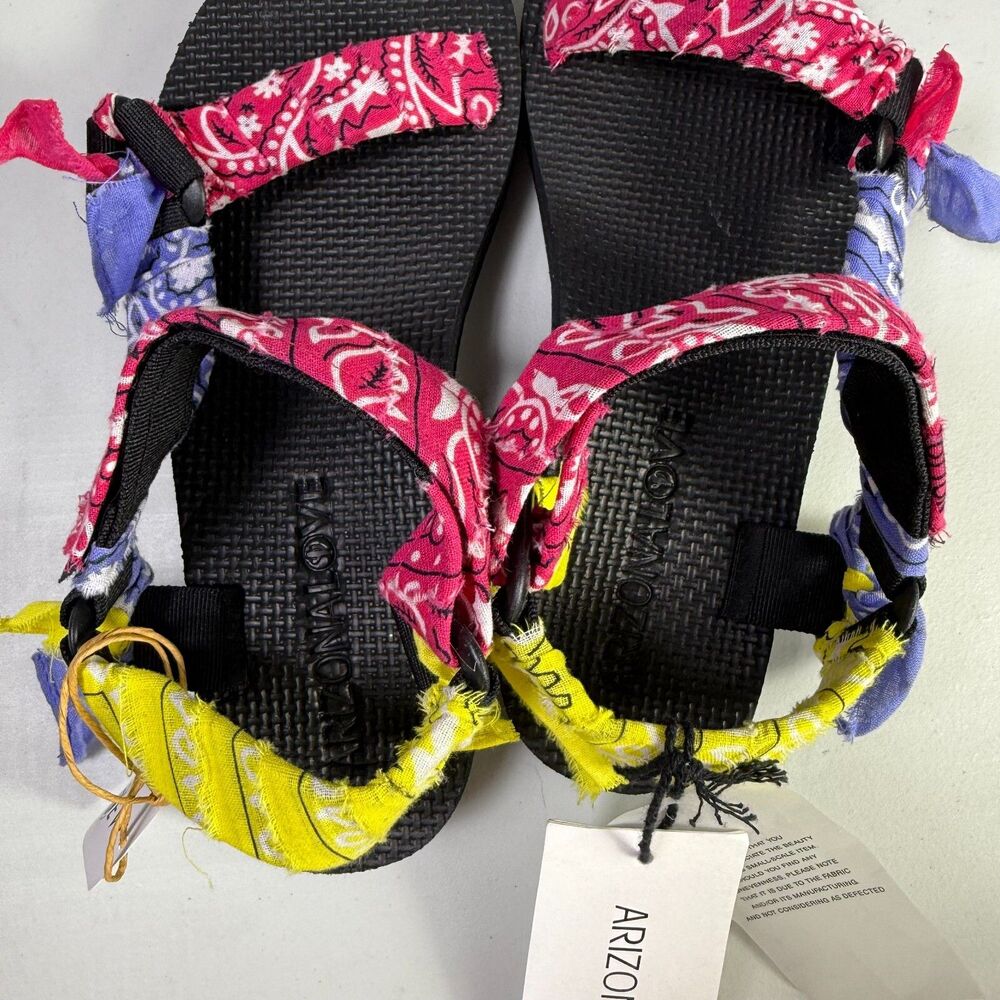 Arizona Love Trekky Bandana Sandals US 8 Multicolor Strappy Boho Eco Friendly - Picture 6 of 7